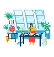 room draw window interior studio hobby vector image vector image
