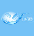 contact lenses on water splash background banner vector image