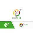speedometer and rocket logo combination vector image vector image