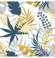 trendy seamless pattern with tropical leaves vector image
