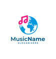 world music logo template design emblem design vector image vector image