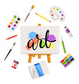 background with painter tools and materials art vector image