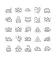 car accident line icons vector image