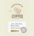 coffee package with text and bean vector image vector image