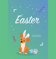 dog as easter hare with easter eggs vector image