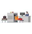 airport security scanner conveyor with luggage vector image vector image