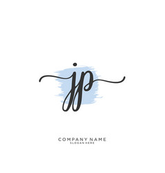 Jp initial handwriting logo design Royalty Free Vector Image