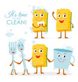 set of smiling dish washing vector image