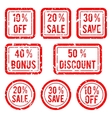 off or sale discount and bonus stamps vector image