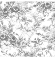 seamless monochrome floral background with roses vector image