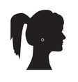 female silhouette head with hair combed back vector image
