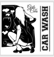 girl on car wash cleaning service vector image
