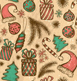 christmas seamless background - sketched elements vector image vector image