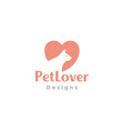 negative space dog with love logo symbol icon vector image
