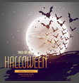 bats flying in front of moon halloween background vector image