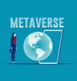 business connect to metaverse person vector image vector image