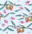 funny cartoon sloth gift box snowy tropical vector image