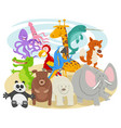 happy cartoon wild animal characters group vector image