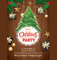 merry christmas party and tree on wooden vector image