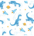 dinosaur astronaut in space is a cartoon character vector image