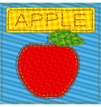 funny patchwork with a big red apple vector image