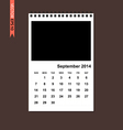 september 2014 calendar vector image vector image