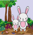 cute rabbits cartoons vector image