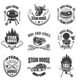 set of steak house labels bbq and grill design vector image