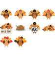 set cartoon turkey monogram vector image