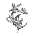 hammerhead shark and ship anchor tattoo vector image