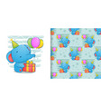 watercolor pattern set baby elephant vector image