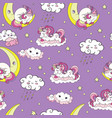 seamless pattern with dreaming baby unicorns vector image