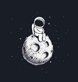 cute little astronaut sits on moon vector image vector image
