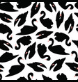 black swan seamless pattern on white background vector image