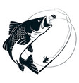 fish catch and fishing rod with bait vector image vector image