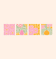 groovy abstract flower art set organic doodle vector image vector image