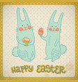 happy easter vintage card vector image vector image