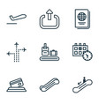 set of 9 traveling icons includes flight path vector image vector image