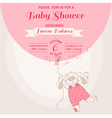 baby shower card - bunny with balloon vector image