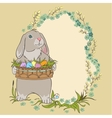 easter bunny holding a basket with eggs retro vector image