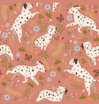 seamless pattern with dalmatian dogs vector image