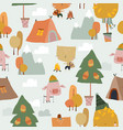 seamless pattern with funny animals and autumn vector image vector image
