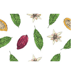 Cocoa seamless pattern chocolate beans Royalty Free Vector