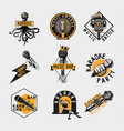 vintage label set with mic old microphones vector image vector image