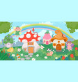 magic forest village landscape with little houses vector image vector image