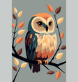 owl cartoon flat color poster abstract wall vector image