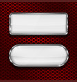 white glass 3d buttons on red metal perforated vector image vector image