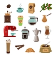 coffee retro flat icons set vector image vector image