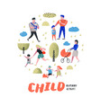 family outdoor activity parents walking in park vector image