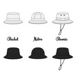 several types of hats template vector image
